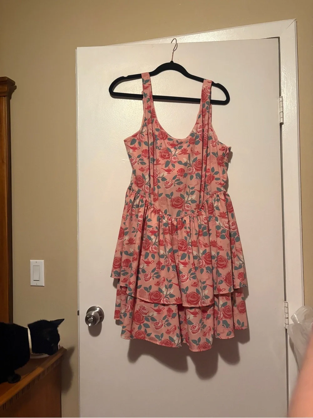 Disney HerUniverse Pink Floral Tiered workout dress with green Accents - Picture 2 of 5